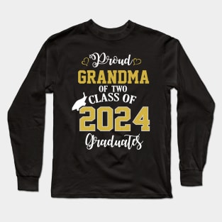 Proud Grandma of two 2024 Graduates School Graduation Long Sleeve T-Shirt